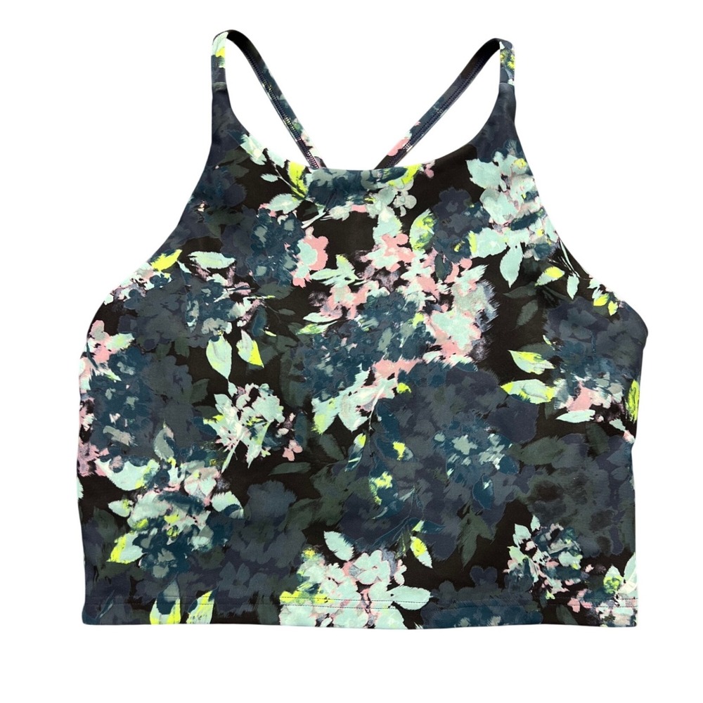 Old Navy Active PowerSoft Floral Light Support Built In Bra Crop Top Large